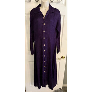 Marisol Vibrant, Patterned, Purple Long, Shirt Dress NWTs Size M Boutique